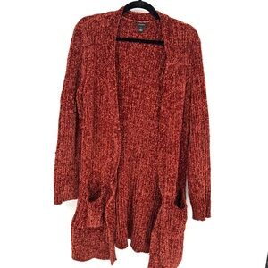 Halogen Women's Brick Red Open Front sweater Cardigan duster